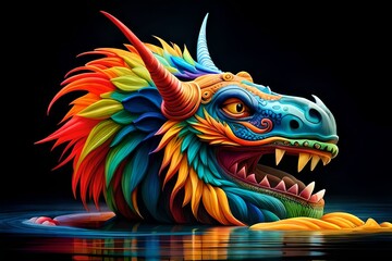 Colorful dragon , Mythology creature . Generative AI
