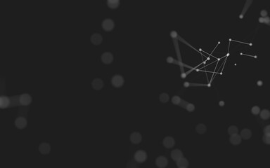 Abstract background. Molecules technology with polygonal shapes, connecting dots and lines. Connection structure. Big data visualization.