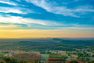 ムー山から眺める田舎の田畑風景