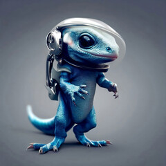 Little lizard reptilian astronaut. Created using generative AI.
