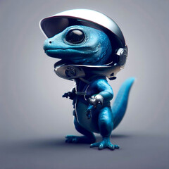 Little lizard reptilian astronaut. Created using generative AI.