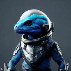 Little lizard reptilian astronaut. Created using generative AI.
