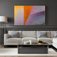5 A contemporary living room with a sectional sofa, abstract art, and a statement rug1, Generative AI