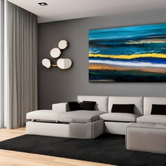 5 A contemporary living room with a sectional sofa, abstract art, and a statement rug2, Generative AI