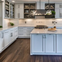 8 A coastal-inspired kitchen with white cabinets, natural wood accents, and a subway tile backsplash2, Generative AI