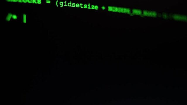 computer code on monitor screen, running and executing commands, hacking and security, intrusion, data theft, information loss, application development, artificial intelligence