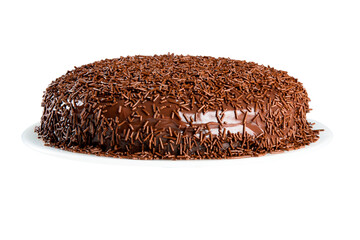 Chocolate cake and brigadeiro frosting. png transparent background