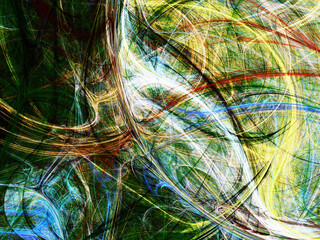 yellow and green abstract fractal background 3d rendering illustration