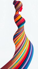 Silhouette of a Woman with Colorful Stripes. Generative ai
