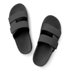 Black slippers mockup transparent isolated