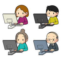 パソコンを見る人達03