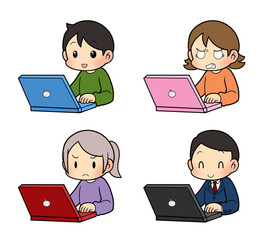 パソコンを見る人達02