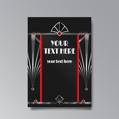 Art Deco luxury template golden black A4 page, menu, card, invitation