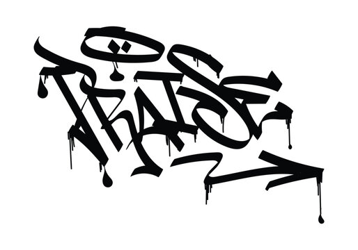 black white graffiti tag PRAISE
