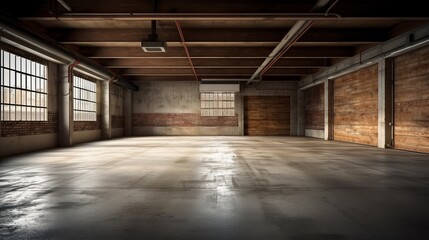 Open spacious empty garage photorealistic. Al generated