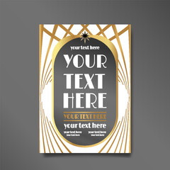 Art Deco luxury template golden black A4 page, menu, card, invitation