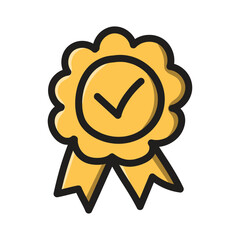 Gold Badge Handrawn Style Vector Icon Sticker Flat Design Transparent Background
