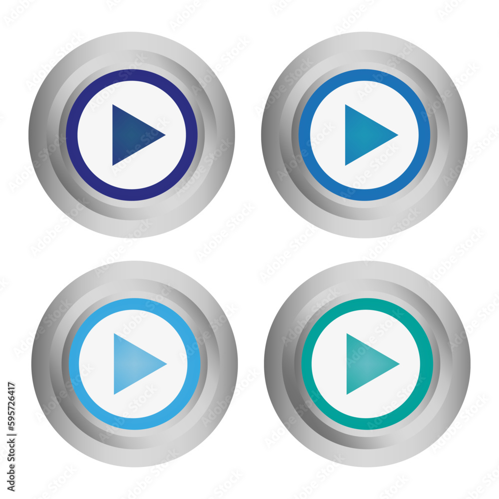 Poster round colored arrow buttons. round buttons. buttons with silver lining. vector illustration.