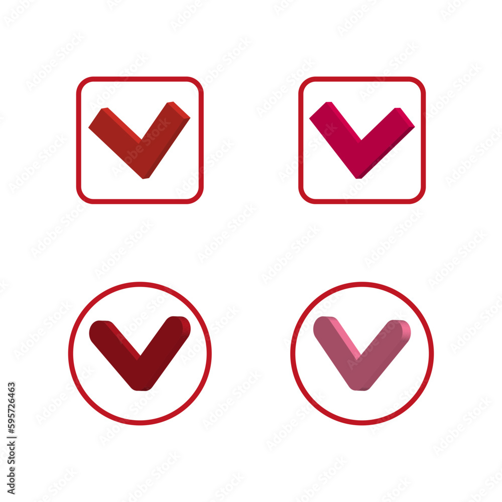 Poster Button with red checkmarks for web design. Design element. Choice, decision. Vector illustration.