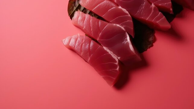 tuna sashimi on pastel background generated with generative ai technology