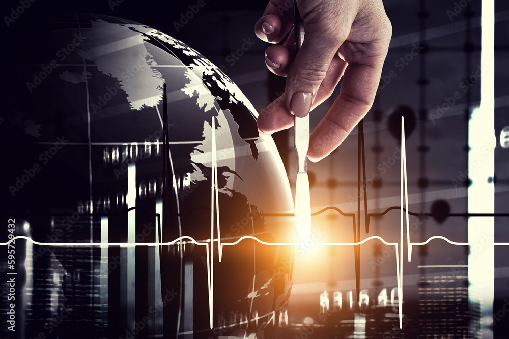 Poster global network image . mixed media