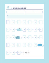 30 Day challenge and goal Planner. Cute style with Sean and Sea partners. Plan your day make dream happen.	