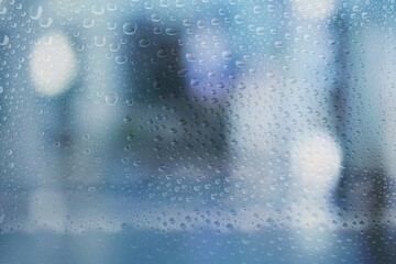 Rain drop on transparent window glass