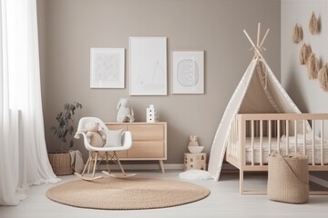 Aesthetic Baby Room Interior Created with Generative AI