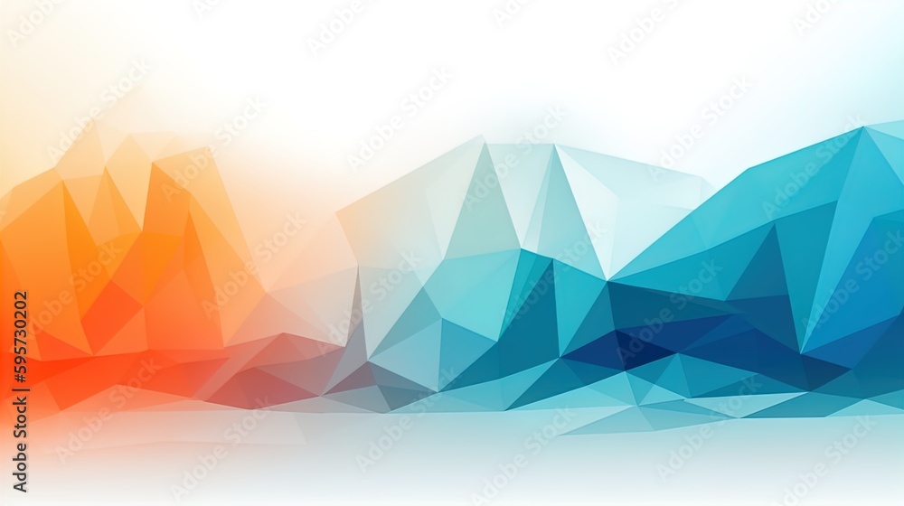 Poster polygonal underline with orange-blue gradient on white background in 8k created with generative ai t