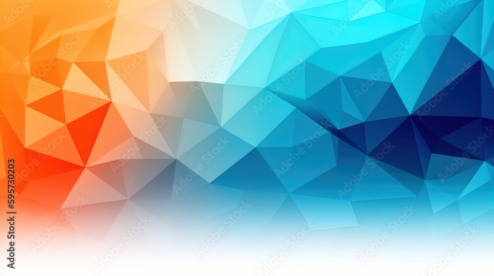 Poster polygonal underline with orange-blue gradient on white background in 8k created with generative ai t