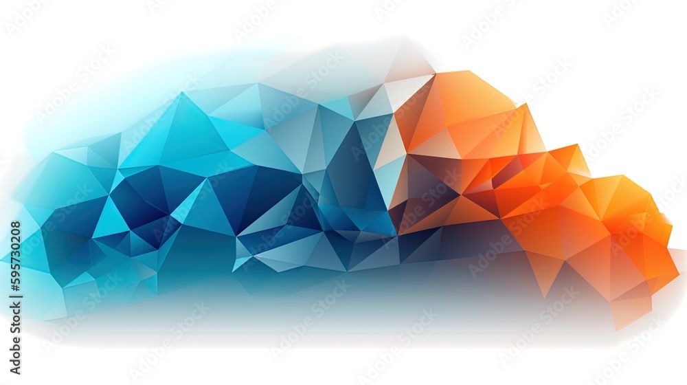 Poster polygonal underline with orange-blue gradient on white background in 8k created with generative ai t