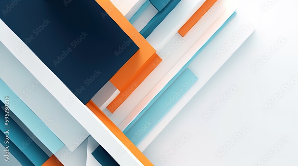 Poster geometric shapes transition from orange to blue on a white square background in 8k created with gene