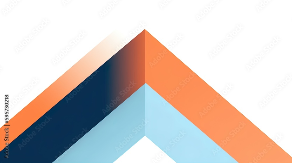 Poster geometric shapes transition from orange to blue on a white square background in 8k created with gene