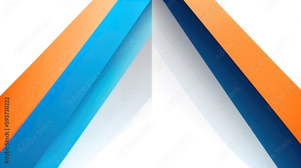 Poster geometric shapes transition from orange to blue on a white square background in 8k created with gene