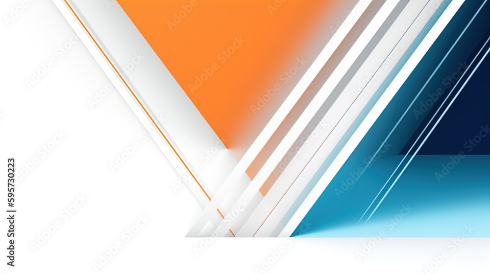 Poster geometric shapes transition from orange to blue on a white square background in 8k created with gene