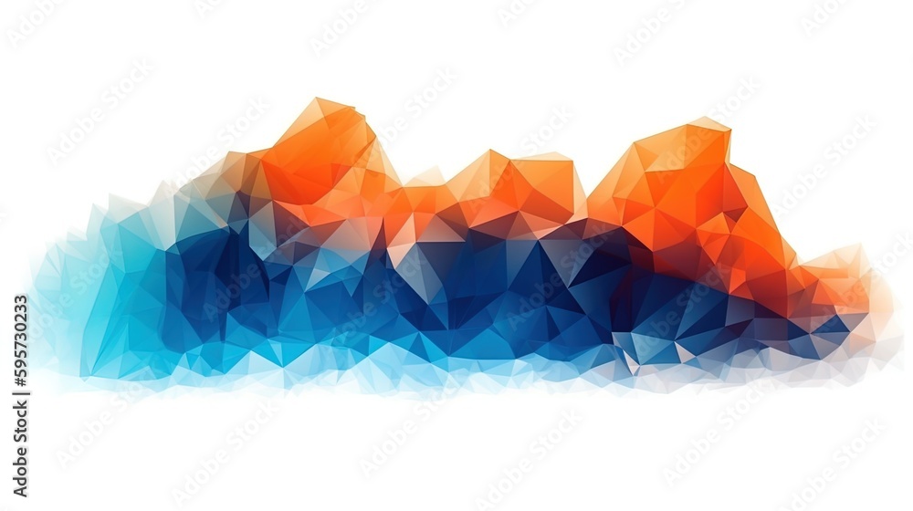 Poster polygonal underline with orange-blue gradient on white background in 8k created with generative ai t
