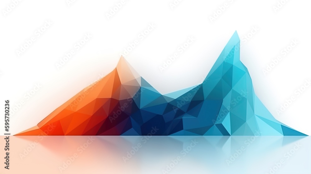 Poster polygonal underline with orange-blue gradient on white background in 8k created with generative ai t