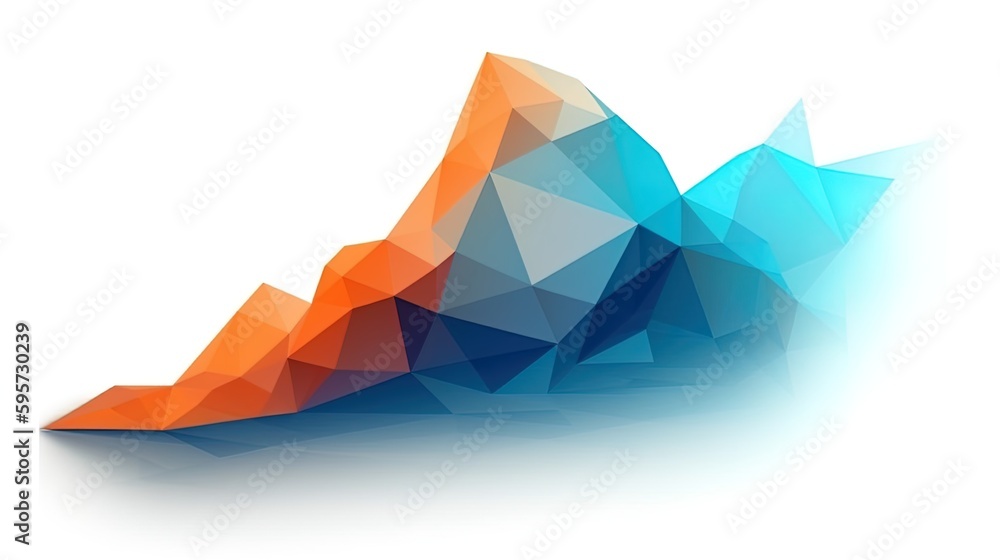 Poster polygonal underline with orange-blue gradient on white background in 8k created with generative ai t