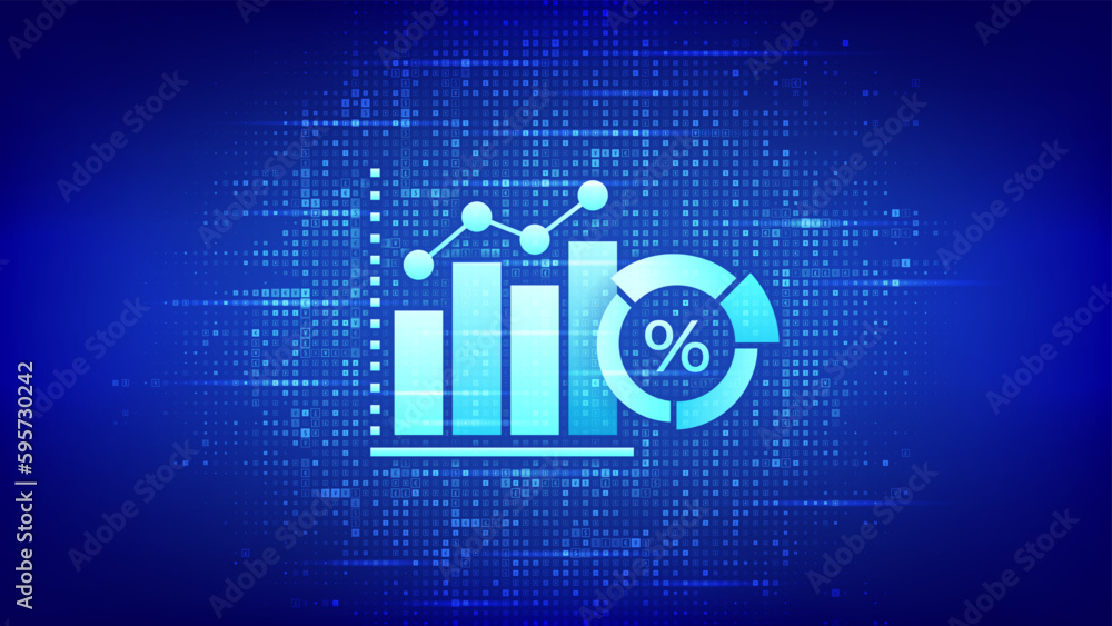 Poster business data analytics and robotic process automation icon made with currency symbols. profit and r