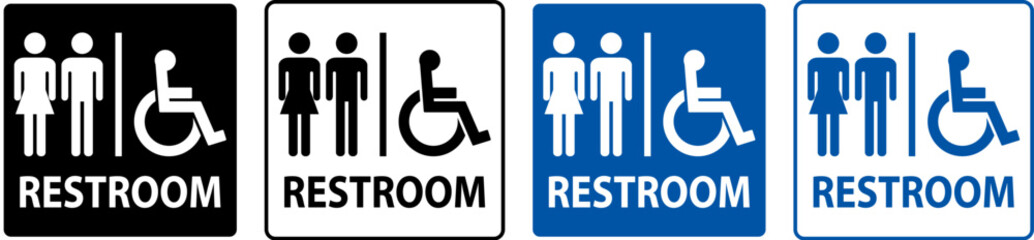 Unisex And Disabled Toilet Door Sign,Handicap Restroom Symbol