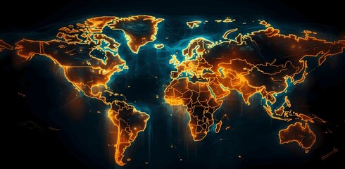 デジタルの世界地図素材