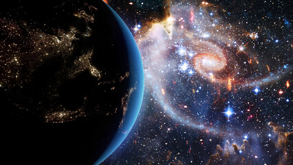 Obraz premium Earth with stars and galaxies