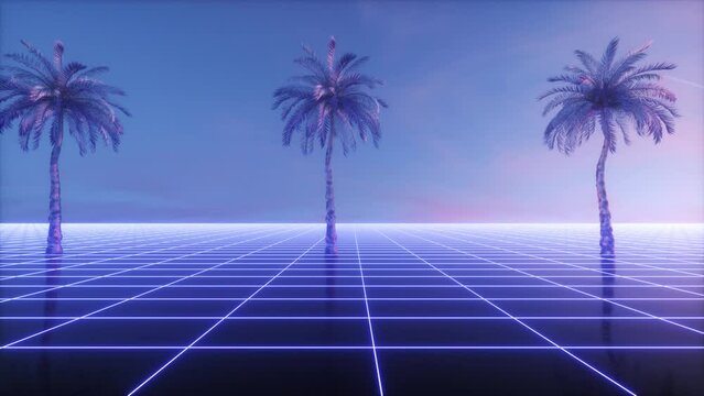 Palms Scrolling Synthwave Background
