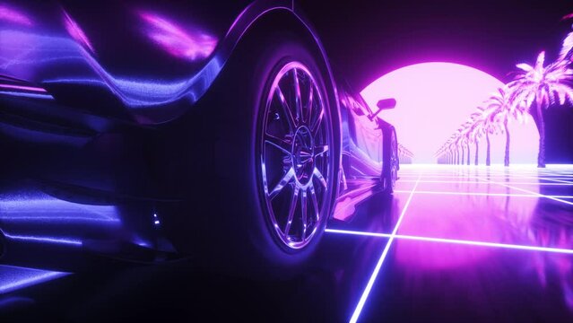 Riding Car Synthwave Background
