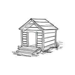 
Dog house coloring book, Dog house coloring page, black and white drawing for coloring pages vector illustration.