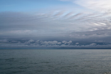 Black Sea on the coast of Sochi against the sunset sky, Sochi, Krasnodar Krai, Russia