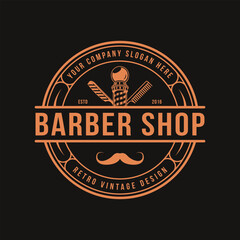 Barber shop logo design with retro vintage style logo