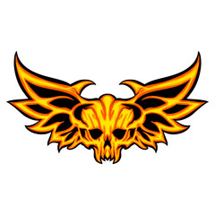 Skull wing fire art