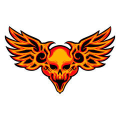 Skull wing fire art