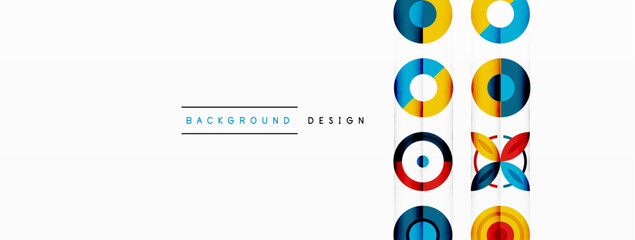 Colorful circles in a grid composition abstract background. Design for wallpaper, banner, background, landing page, wall art, invitation, prints, posters